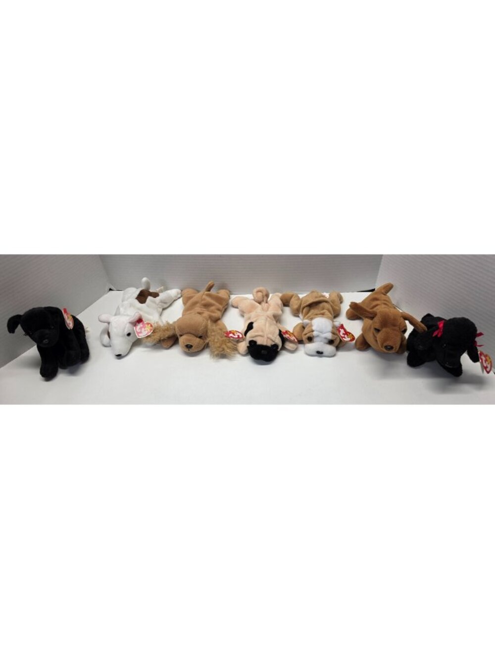 Ty Beanie Babies Dog Lot of 7 Gigi Luke Pugsly Wrinkles Spunky Weenie